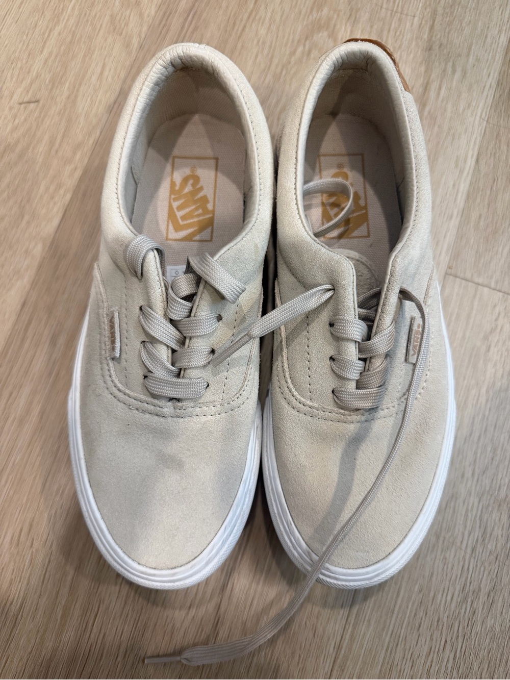 Vans Beige Suede Platform Sneakers Women’s Size 6